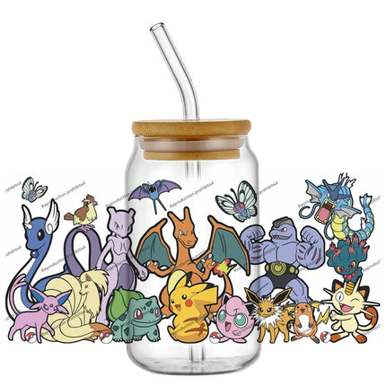 popular Pokemon UV DTF Cup Wrap 16oz Reusable Washable SelfAdhesive transfer Sticker for DIY Tumblers DIY Home decoration