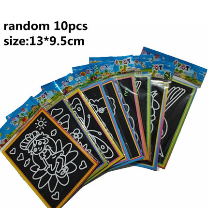 10pcs Children Scratch Montessori Painting Drawing Toys DIY Paper Cartoon Art Education Montessori Children Kids Baby Toy Gifts