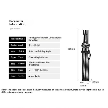 Windproof Super Large Firepower Foldable Compass Spray Gun Lighter, Metal High-temperature Outdoor Barbecue Camping Lighter