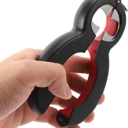 LMETJMA Multifunctional  6 in 1 Can Opener Simple Beer Bottle Opener Jar Gripper Can Beer Lid Twist Off Opener JT05