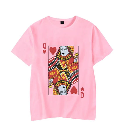 Cards Heart K/Q Graphic T Shirts Couples Y2k Fashion Queen King Tees Harajuku Funny Boyfriend Girlfriend Tee Loves Shirt