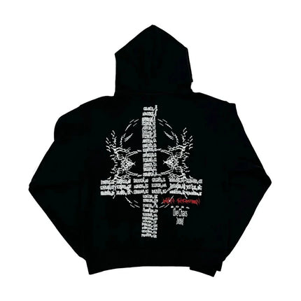 Y2K Vintage Letter Print Loose Hip Hop Punk Long Sleeved Hoodies Women Street Clothes Harajuku Sweatshirts Zipper Cardigan Coat