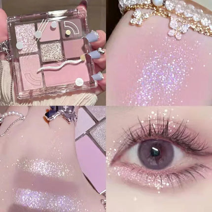 New 7 Color Eyeshadow Palette Pearly Matte Glitter Eyeshadow Makeuo Palette Shiny Eye Shadow Eye Pigments Purple Brown Cosmetics