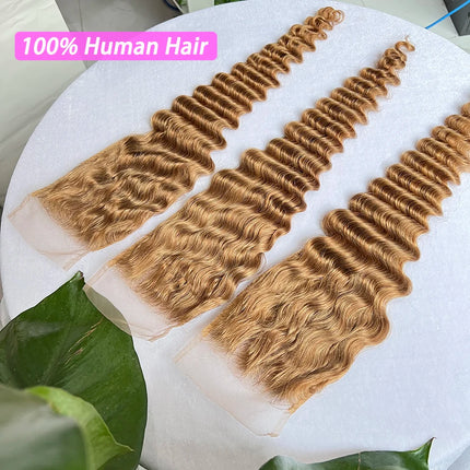 #27 Color Deep Wave 4x6 Inch Transparent Lace Closure 100% Human Hair Melt Skin Bleached Knots Invisible Lace Raw Hair For Women