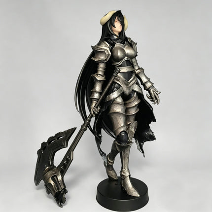 Overlord Armor Ver Figure 24cm Long Hair Demon Horns Battle Axe Statue Anime Model Heavy Metal Texture Armor Knight Figure
