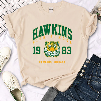 Hawkins High School 1983 Printed Women T-Shirt New Harajuku Tee Shirts Street Fashion Streetwear Casual Crewneck Clothing