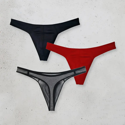 3PCS/Set Low Waist Men Seamless Cotton Thongs and G Strings Breathable U Convex Pouch Bikini Underwear Plus Size