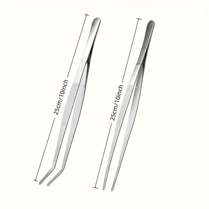 2pcs Professional Stainless Steel Kitchen Tweezers - Cooking Clamps For Electroplating, Seafood, Grilling, Precision Cooking