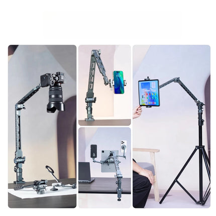 Aluminum Alloy Boom Arm Stand, 360° Rotatable Desktop Mount for Live Streaming, Video Recording, Phone iPad Tablet Holder