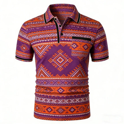 European and American 3D Digital Print Men's Short-sleeved Polo Shirt Colorful Pattern Comfortable and Breathable Fashion Top