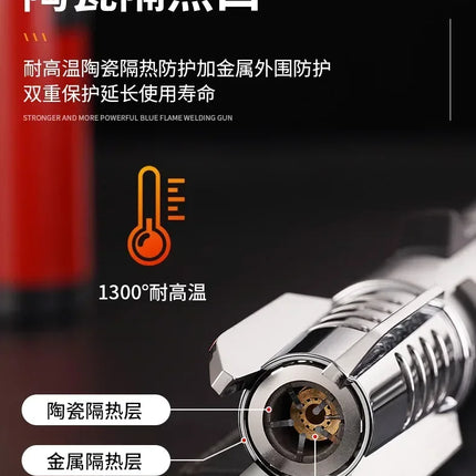 High Temperature Welding Gun Windproof Strong Red Flame Butane Gas Torch Lighter Safety Lock Fire Switch Kitchen Cigar Lighters