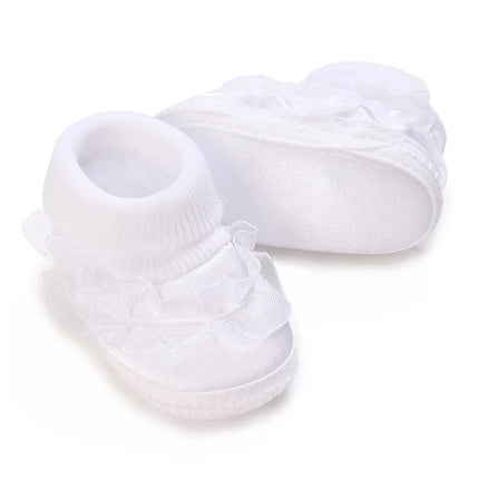 Newborn Baby's First Baptism Shoe: Newborn Boys and Girls' White Baptism Shoes Soft Sole Walking Shoes Multiple Styles-9CM/10CM