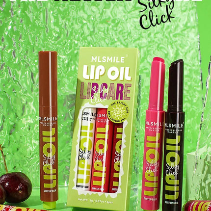 MLSMILE 3pcs/set Press Lipstick Solid Lip Gloss Long-lasting Easy Color Moisturizing Lip Gloss Pearl Mirror Lip Gloss