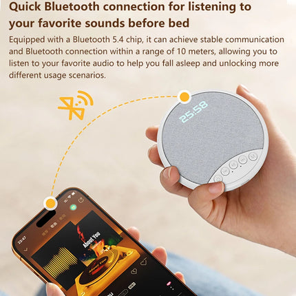 Lenovo Pillow Speaker HiFi Sleep Sound Machine White Noise Bluetooth 5.4 Speaker Digital Alarm Clock Timer Long Battery Life
