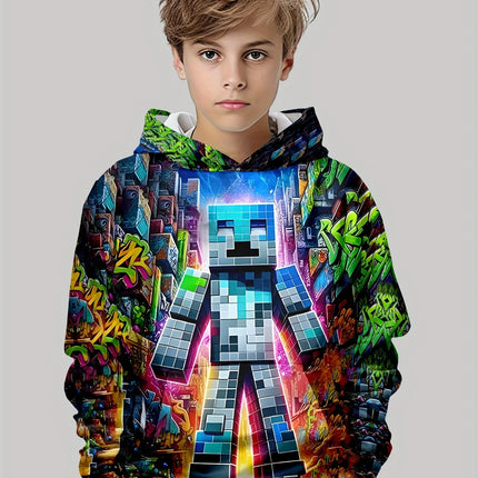 Children Top Hoodies Stylish 3D Print Boys Casual Pullover Long Sleeve Sweatshirt for Spring Fall Kids Hoodies Outdoor Clothing