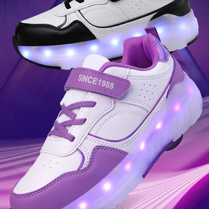 Luminous Roller Skate Shoes Wheels Removeable Sneakers Kids Roller Shoes USB Charge Light Up Sport Skate Board Shoes Boys Girls