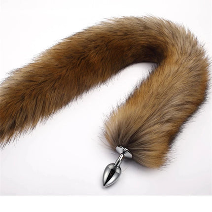 78cm Red Long Fox Tail Anal Plug Metal Butt Plug Prostate Massager Erotic Cosplay Accessories Adult Novelty Sex Toys For Couples