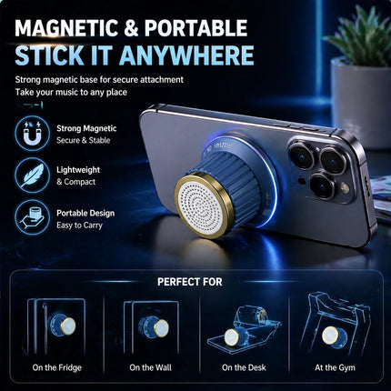 Portable Bluetooth Speaker Wireless Magnetic Knob Speakers TWS Mini Audio Player With Colorful LED Light Stereo Surround Sound