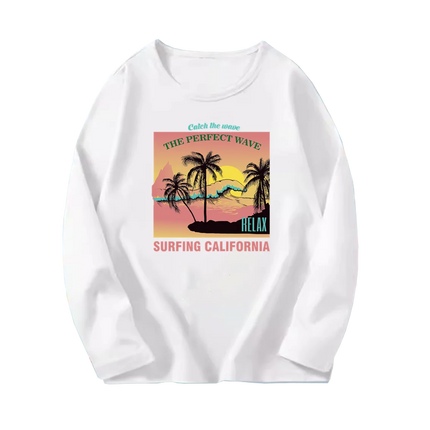 Fashion Paris Eiffel Tower Print T-Shirt Girls Long Sleeve Letter T-shirt Kids Cotton Clothing