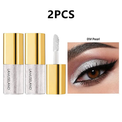 Pearly Liquid Eyeshadow Makeup Natural Smokey Silver Shimmer Glitter Diamond Shadows for Eyelids Waterproof Beauty Highlighter