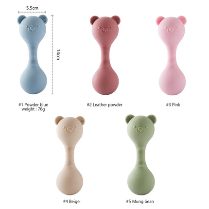 Rattles for Baby Silicone Maracas Toys Cartoon Bear Sand Hammer Baby Toys 0-12 Months Rattle Silicone Teether Toys for Baby Gift