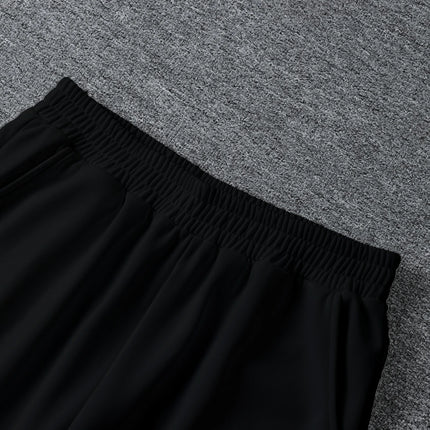 Men's American-Style High-Street Print Black Slightly Flared Sweatpants: Loose-Fitting, Drapey, Wide-Leg Casual Athletic Pants