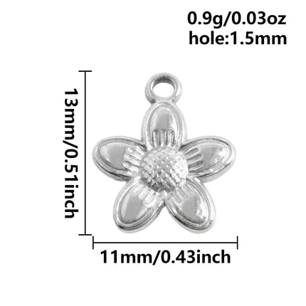 5pcs Kawaii Charm Flower Star Crab Stainless Steel Pendants For Jewelry Making Supplies Assorted Mini Charms In Bulk DIY Finding
