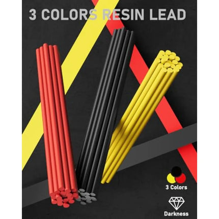 1.3mm Mechanical Pencil Set with 72 Lead Refill, 3PCS Metal Weatherproof Body Heavy Duty Carpenter Pencil, 3 Eraser, 16 Eraser