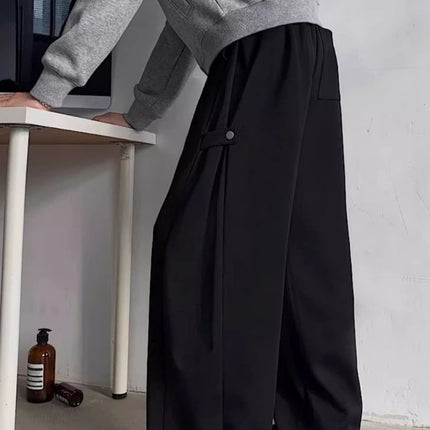 Men’s Grey Deconstructed Cargo Pants Heavyweight Oversized Wide Leg Trousers Floor Length Casual Streetwear for Spring Autumn