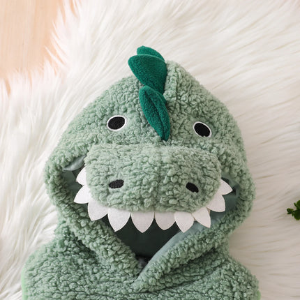 Baby Halloween Dinosaur Costume Plush Sleeveless Hood Romper Party Funny Clothes
