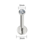 Titanium 2mm CZ / Plug & Tunnel Jewelry / 16G 1.2x10mm|Body|Round