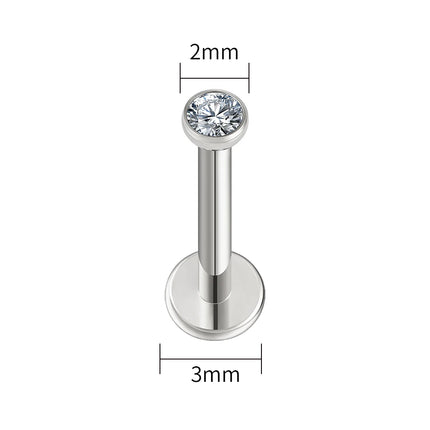 Right Grand ASTM F136 Titanium 18G/16G Threadless Push Pin Flat Back Stud 2/2.5/3/4mm CZ Cartilage Tragus Helix Nose Piercing