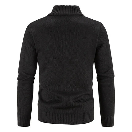 Men's Thickened Woolen Cardigan Coat Zipper Collar Knitted Sweater Autumn Winter New Style Fashion Urban Youth Casual Knitwear