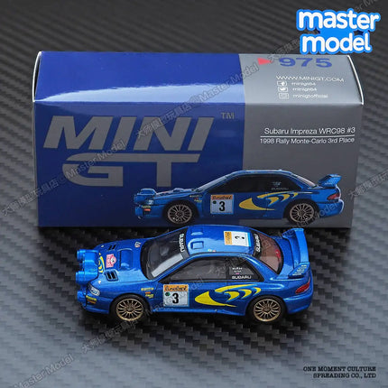MINI GT 1:64 Subaru Impreza WRC Rally Car 1998 Monte-Carlo 3rd Place No 3 Blue Diecast Collectible Model Car for Car Enthusiasts