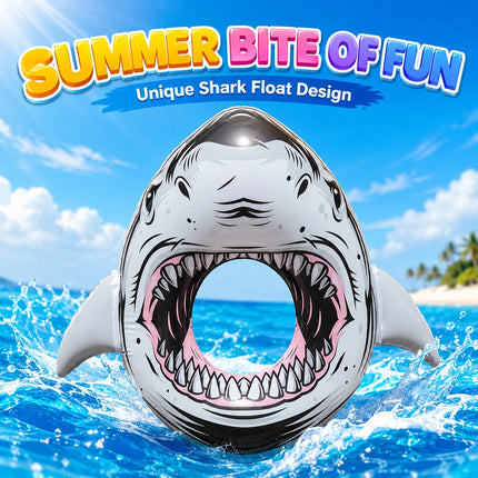 Inflatable Shark Swim Ring 87cm Pool Float Tube Summer Beach Swimming Circle Water Float for Adults Outdoor Pool Party