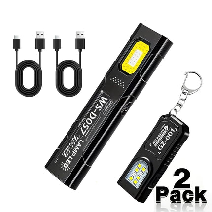 Mini Thin EDC Flashlight with Tail Magnet USB C Rechargeable COB Worklight with Pen Clip for Outdoor Camping Fishling