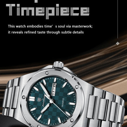 POEDAGAR Original Men Clock Quartz Date Week Luxury Man Wristwatch Waterproof Luminous Stainless Steel Sport Men's Watches Reloj