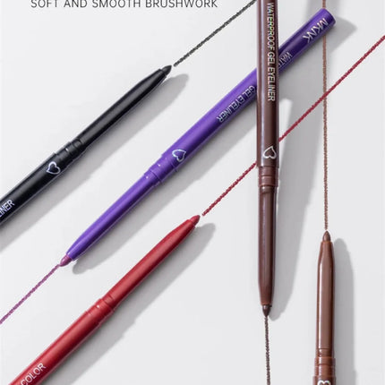 6 Colors Eyeliner Pencil Waterproof Long-lasting Red Black Brown Eyeliner Easy Wearing Quick Dry Smooth Eye Liner Gel Eye Makeup