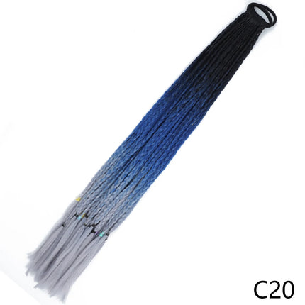 AZQUEEN Synthetic Gradient Color Dirty Braided Ponytail 60CM Elastic Rubber Band Braiding Pony Tail Hair Extensions For Girls