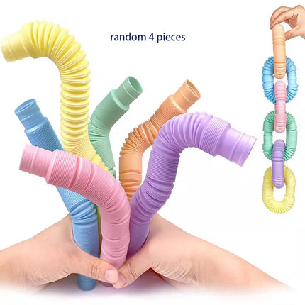 4 Pack Mini Tube Sensory Fidget Toy Colorful Heavy-Duty  for Construction Building Educational Toys for Stress Autism ADHD