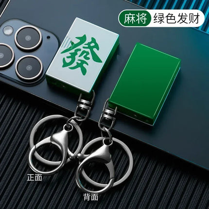 Metal Poker Keychain Pendant Inflatable Lighter Mini Compact Side Slip Butane Open Fire Outdoor Portable Lighter Men's Gift