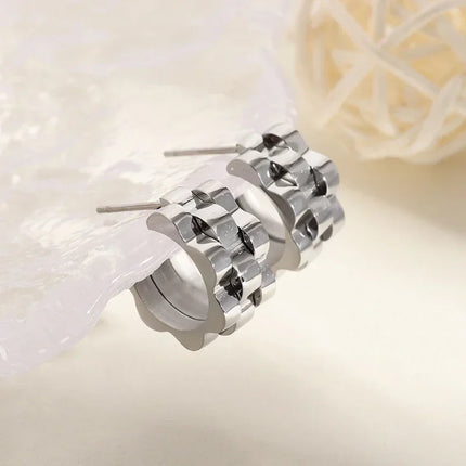 Hip Hop Ice Out Sparkling Round Inlaid Zircon Hypoallergenic Earrings for Men Women Fashion Cool Punk Rock Party Jewelry