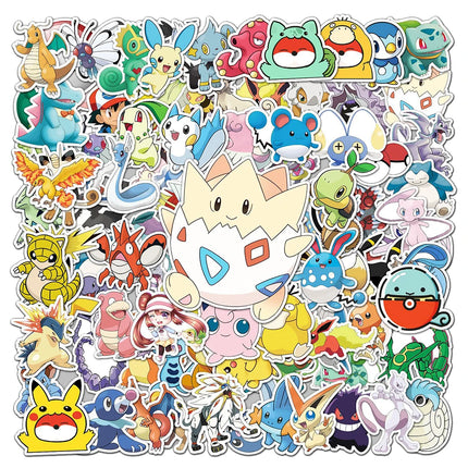 10/30/50/100pcs Japanese Anime Pokemon Stickers Cartoon Graffiti Decals DIY Stationery Luggage Fridge Reward Manga Sticker Toy