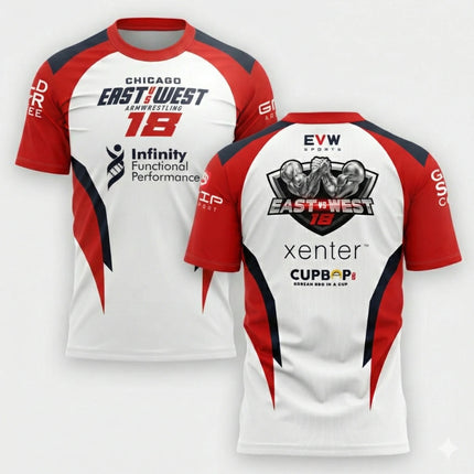 The East VS West Series 16 To 24 Armwrestling T-Shirt Atlantic City Sports Jersey Men's Breathable Quick Dry Fitness Gym Tee Top