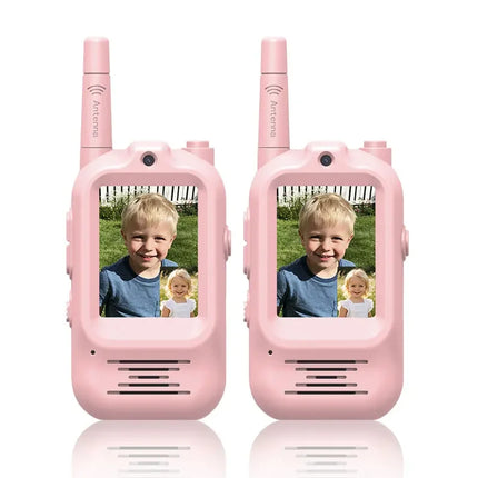 2pcs Kids Video Walkie Talkie Rechargeable Indoor Outdoor Toys 2 Screen One-Click Call Essential Camping&Hiking Adventures gift