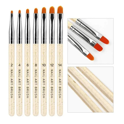 7Pcs/Set Nylon Hair UV Gel Acrylic Nail Art Builder Brush Pen Drawing Pens For Nail Design Nail Supplies For Professionals