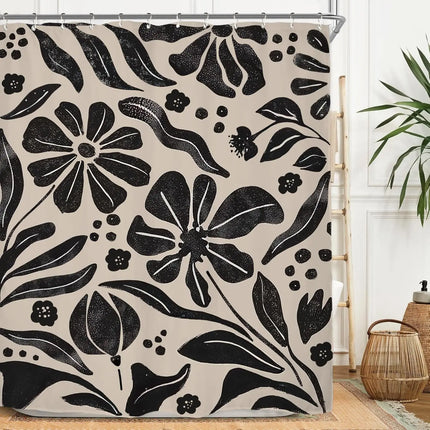 Miyotaa Flower Blossom Spring Shower Curtain Set 60Wx71H Inches Vintage Retro Vintage Botanical Plant Blush Polyester Waterproof