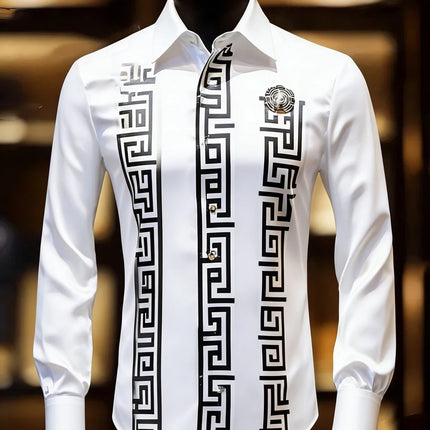 Men's Soft Breathable Long Sleeve Shirt High Definition Printed White Shirt Hawaiian Vacation Outdoor Social Party Mens Clothing