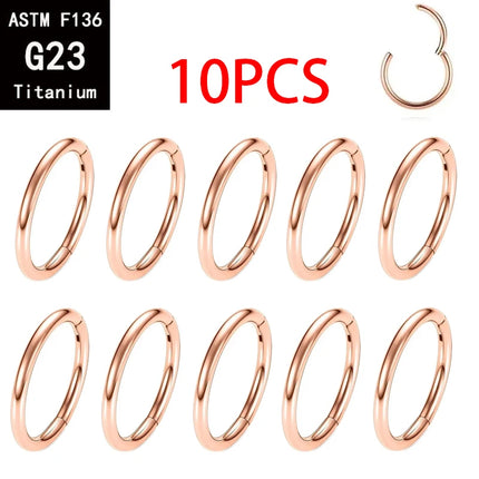 1/10PCS ASTM F136 Titanium Hinged Hoop Nose Rings 20G 18G 16G Septum Ring Wholesale Body Piercing Jewelry Cartilage Rook Earring
