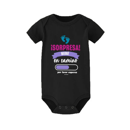 Surprise Baby on The Way Please Wait Printed Baby Jumpsuit Pregnancy Announcement Clothes Newborn Short Sleeve Bodysuit Romper